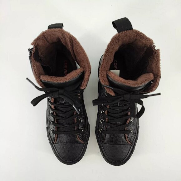 Converse Youth's CT Hi Hillcrest Black Leather Zip Boots Size 4US - Picture 4 of 8